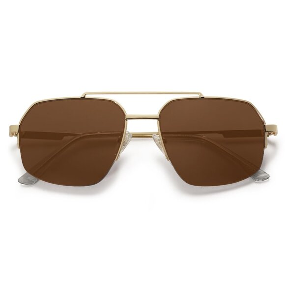 Accessories | Trendy Aviator Sunglasses Retro Double Bridge Metal Frame ...